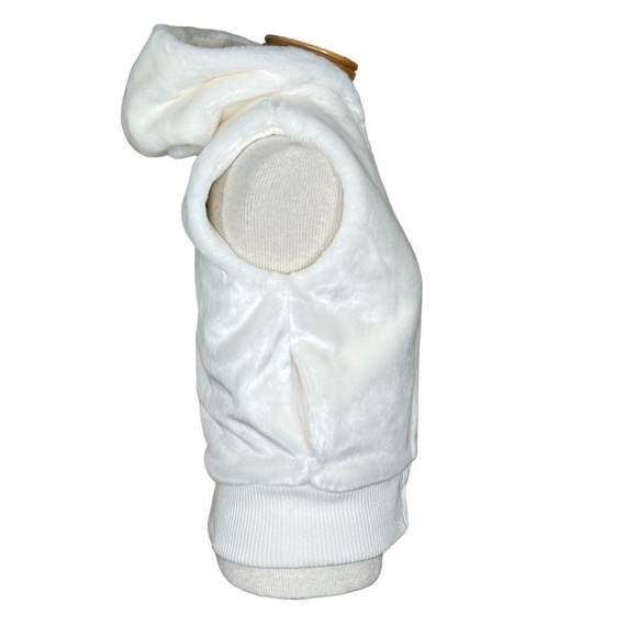 Old Navy Women’s Ivory Reversible Faux Fur Lined Sweatshirt Hooded Vest S NWT - Picture 11 of 16